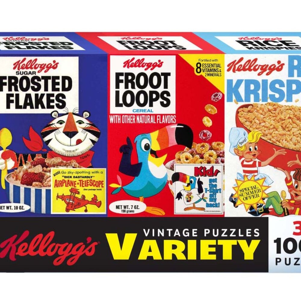 RoseArt Kellogg's 3 In 1 Multi-Pack - Classic 100 Piece Jigsaw Puzzle NIB